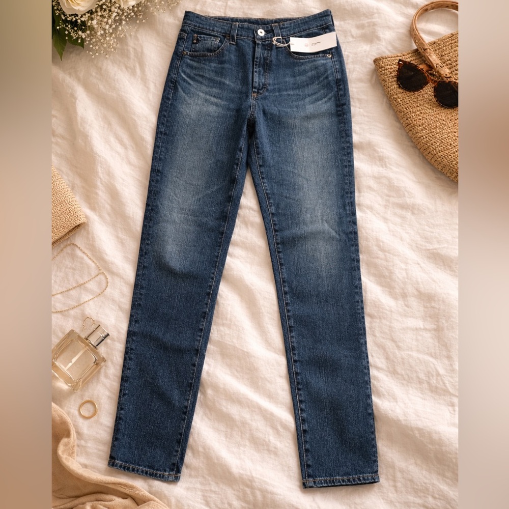 AG Adriano Goldschmied Alexxis Slim High-Rise Button Fly Straight Leg